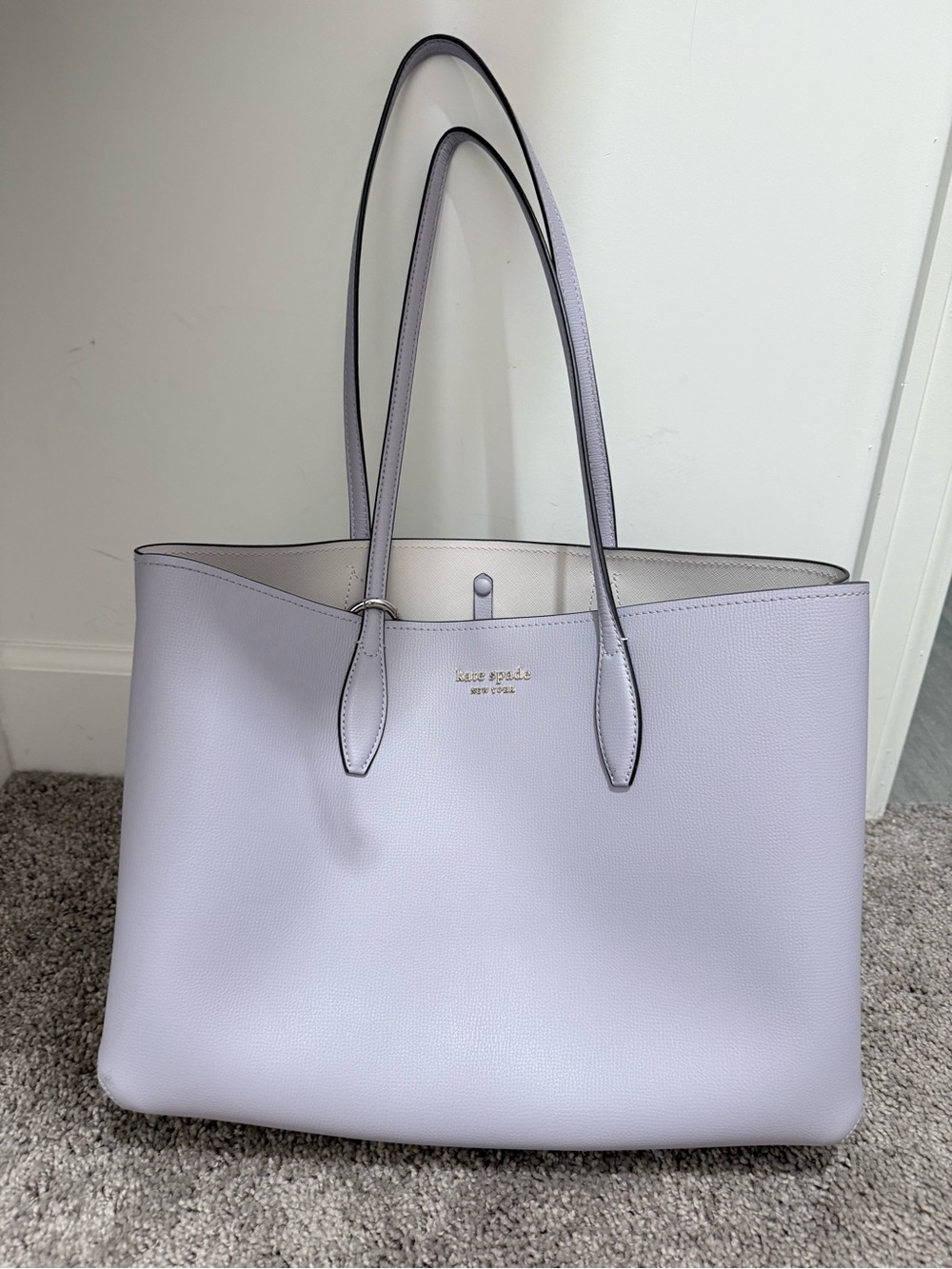 kate spade Lavender Pebbled Leather Tote with Gold Logo